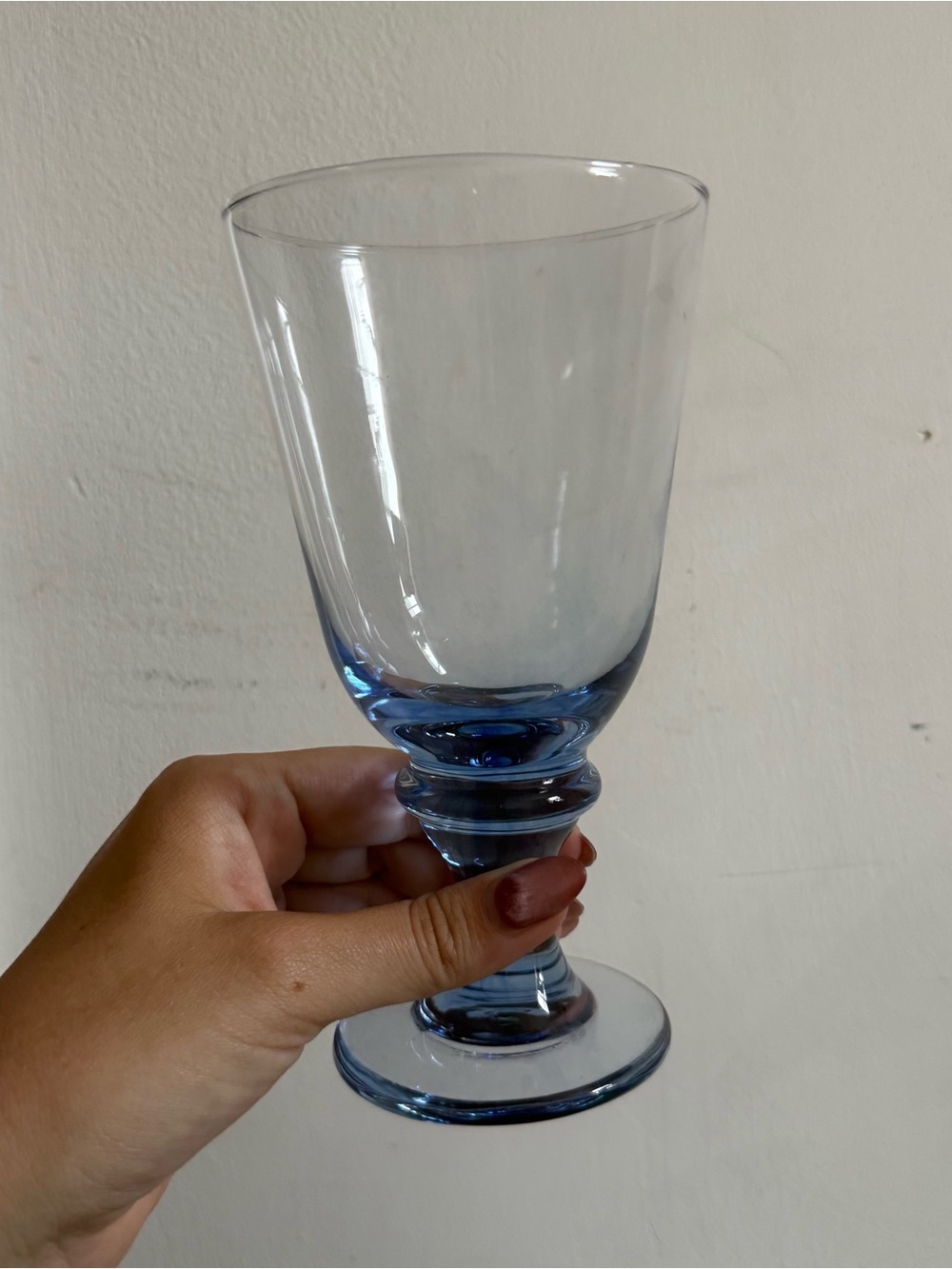 Pair of Blue Stemmed Goblet Glasses